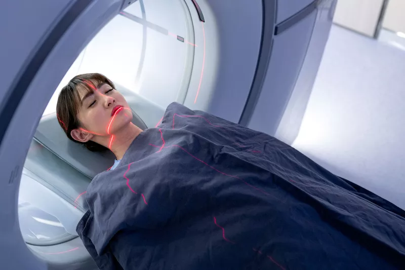 Woman having an MRI.