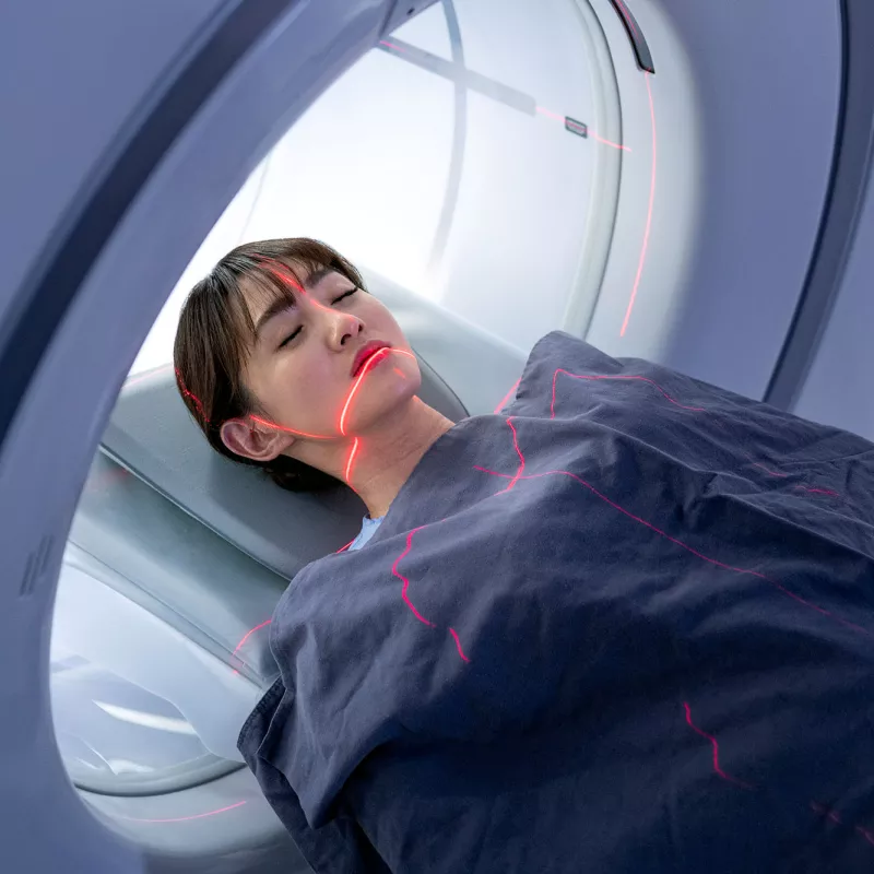 Woman having an MRI.